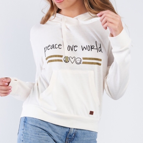 Peace Love World Tops - WHITE "Peace Love World Tour”  PULLOVER HOODIE